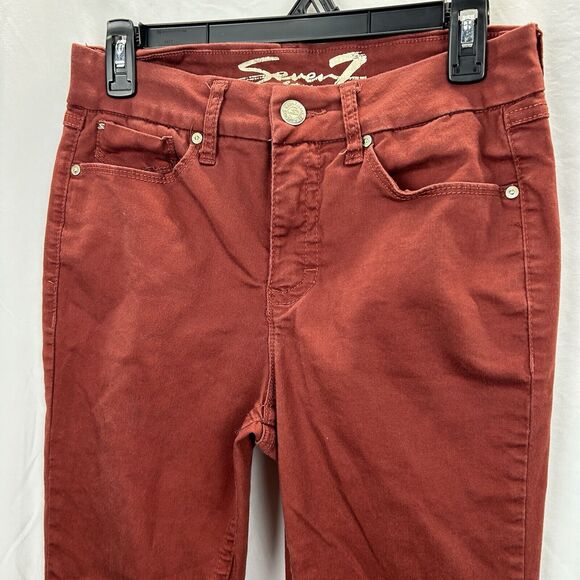 Seven 7 Tummyless High Rise Skinny Jeans Womens 8 (27 X 27.5) Fired Brick Red - Picture 2 of 13